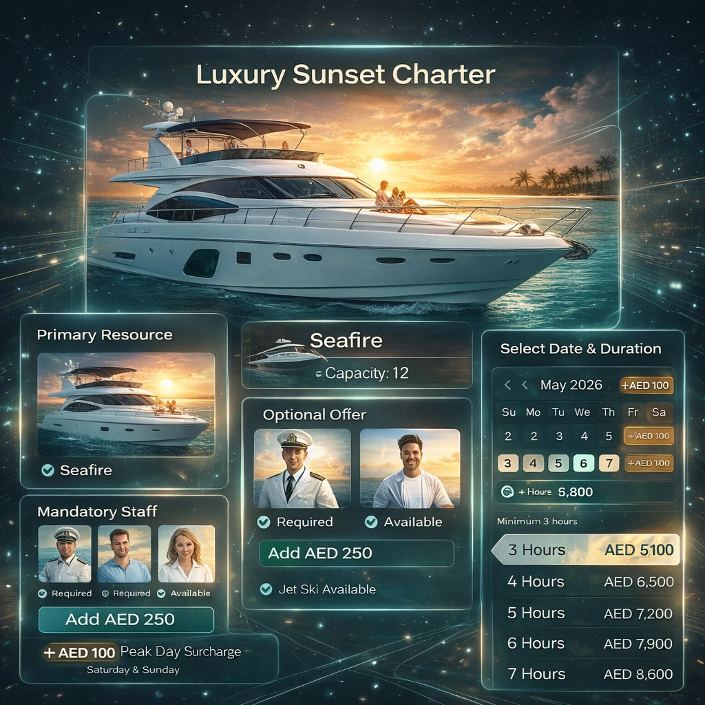 Yacht charter booking with crew and add-ons in Reservai